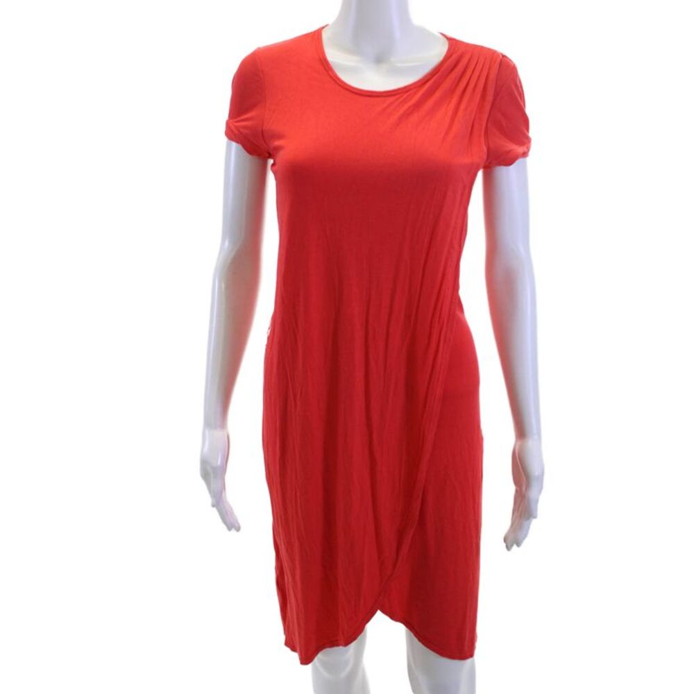 BCBG Max Azria Women T-Shirt Dress Red Short Sleeve Round Neck Size XS